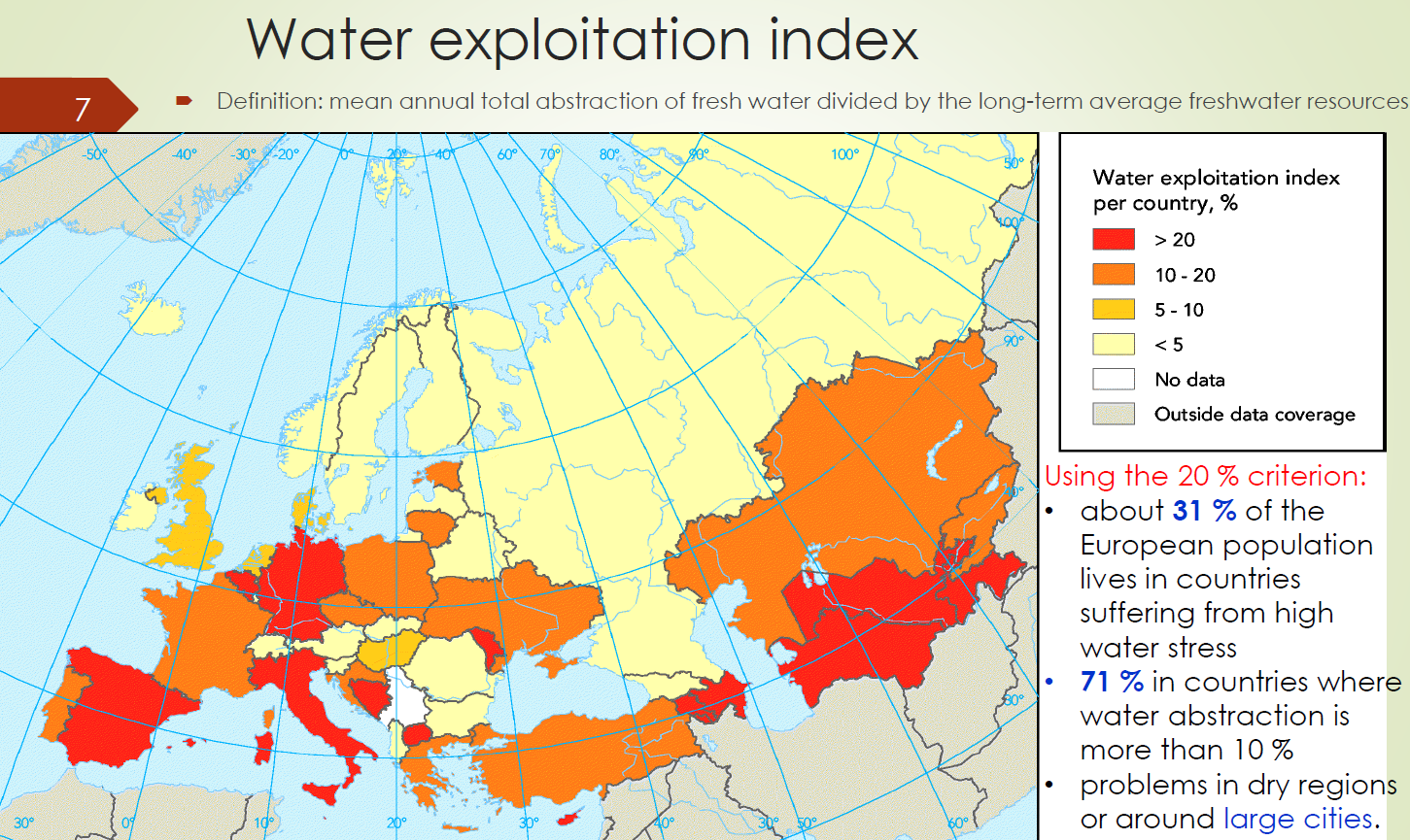 Water stress map of Europe